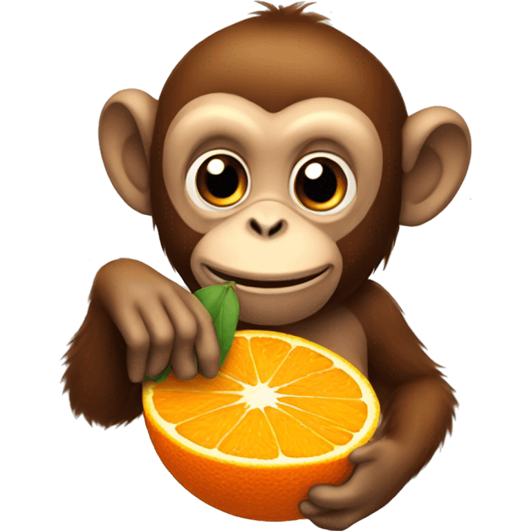 Monkey eating orange emoji