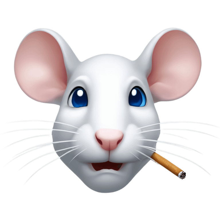 white rat with blue and red eyes, cigarette in mouth emoji