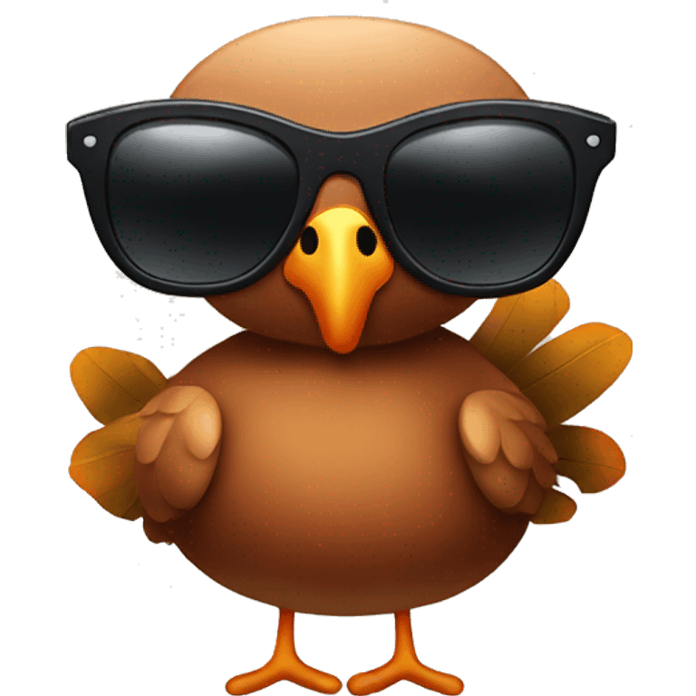 A thanksgiving turkey wearing sunglasses emoji