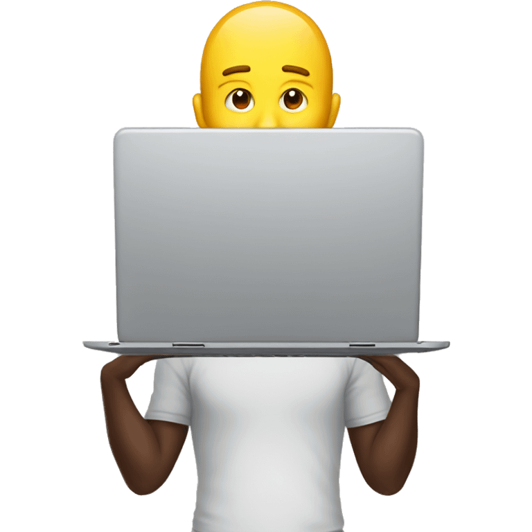 Laptop man with half face hidden behind the laptop screen emoji