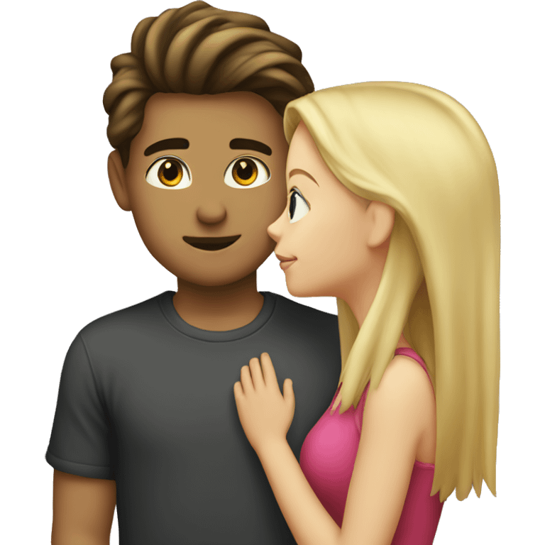 Blonde girl and brunette boy kissing  emoji