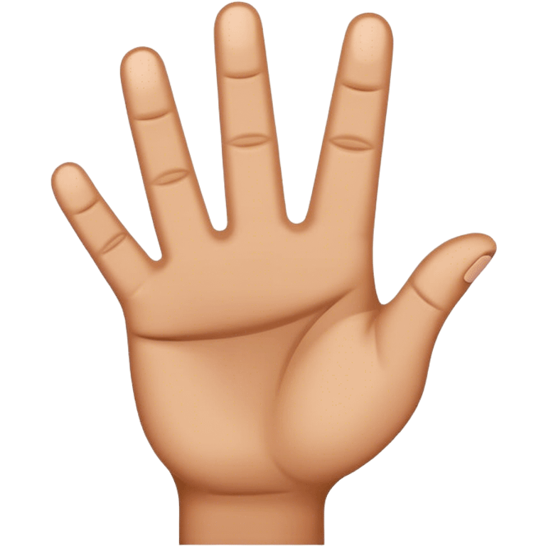 4 fingers up brown hand. Thumb tucked in emoji