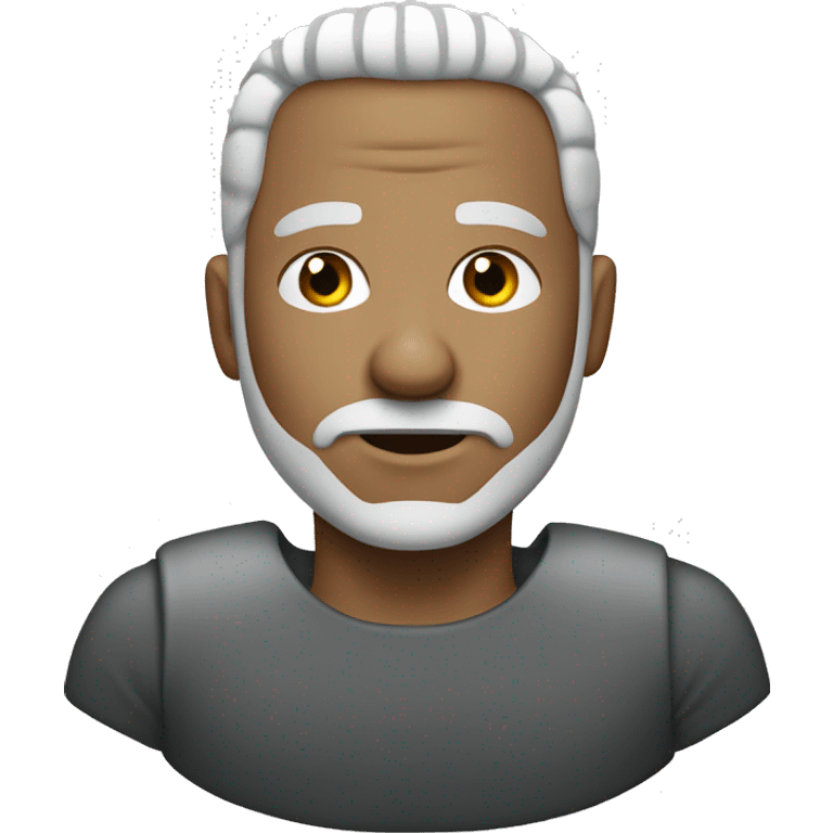 man with silver.white buzzed haircut & a goatee emoji