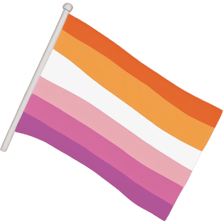 lesbian pride flag with seven horizontal stripes: dark orange, orange, light orange, white, pink, dusty pink, and dark rose. emoji