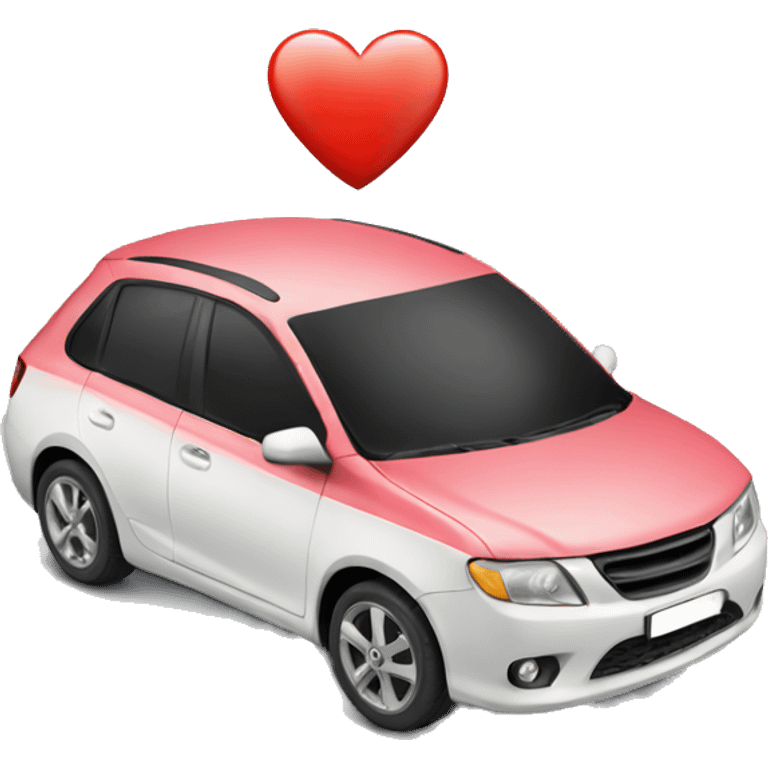 Car with love heart emoji