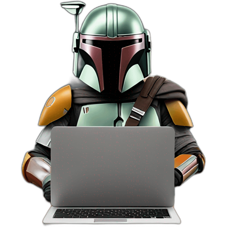 Mandalorian working on laptop emoji