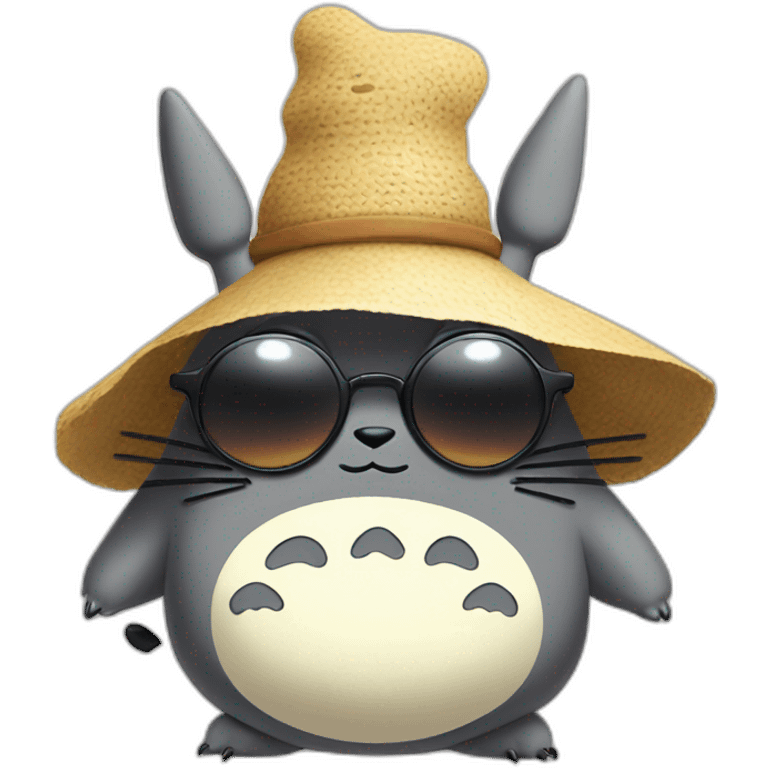 Totoro with funny hat and sunglasses emoji