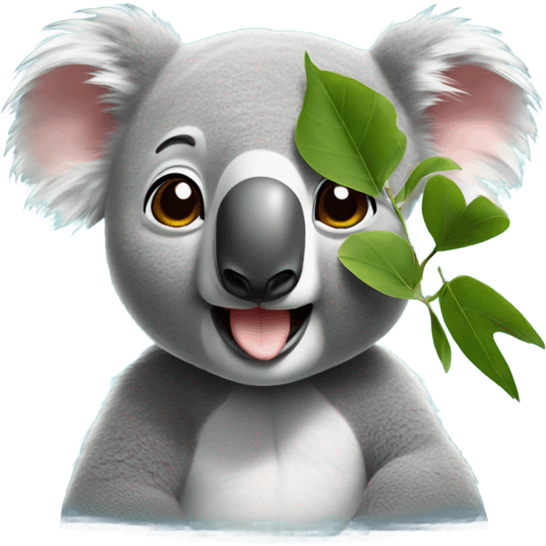 a koala with a leaf in his mouth emoji