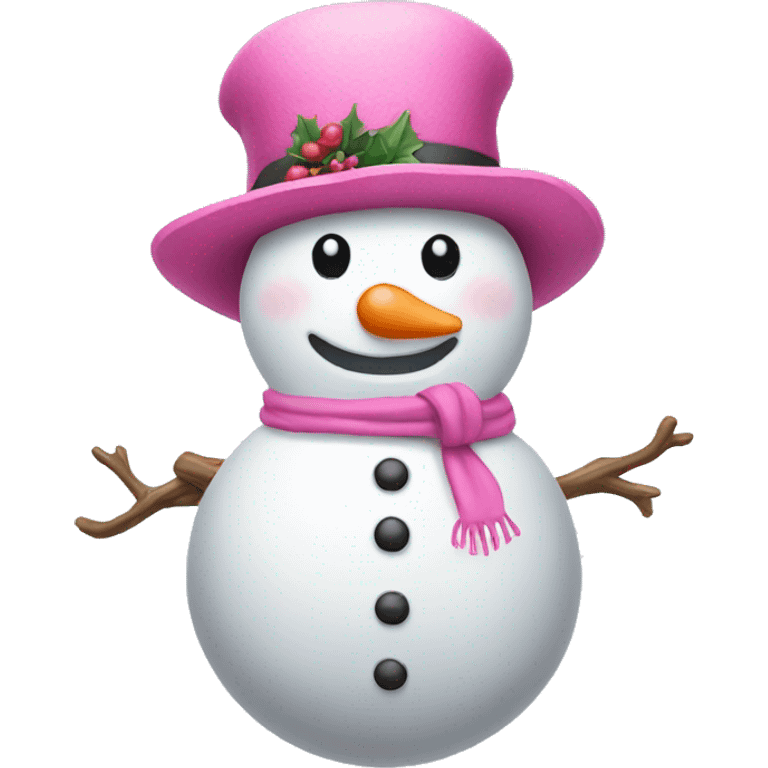 Snowman with a pink hat emoji