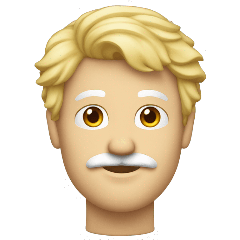 Un visage d’un homme blanc, cheveux couleur blond avec une moustache, coiffé en arrière  emoji