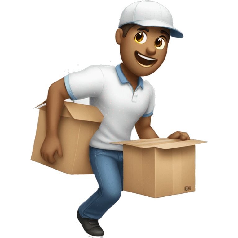 white delivery guy joggling with packages emoji