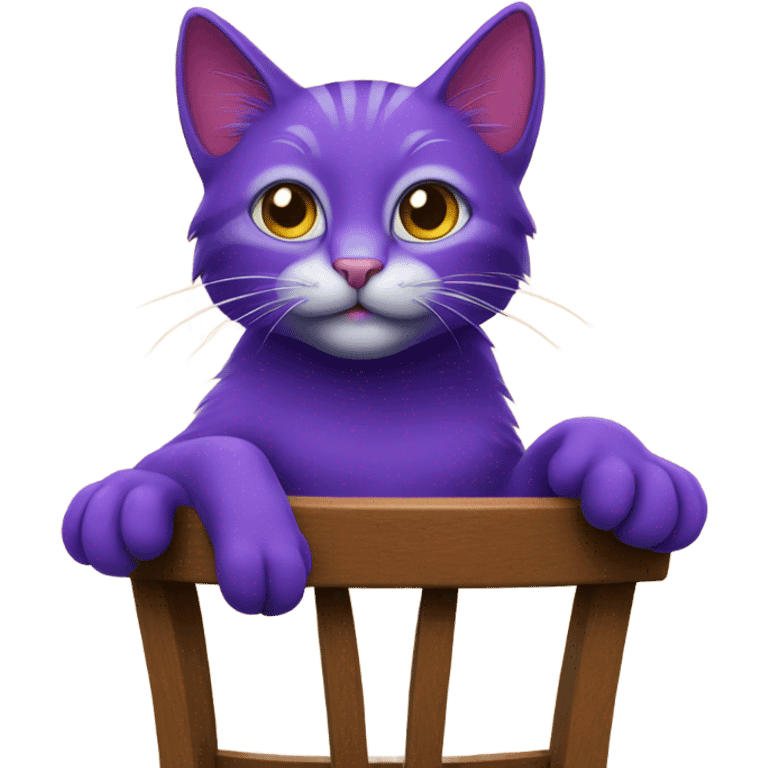 Purple cat climbing up a chair  emoji