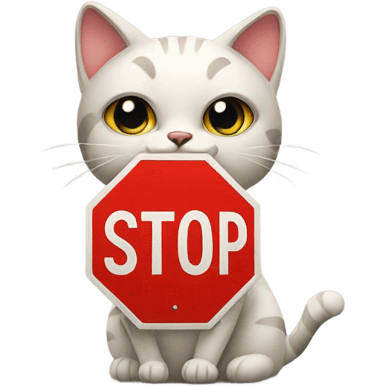 Cat with a stop sign emoji