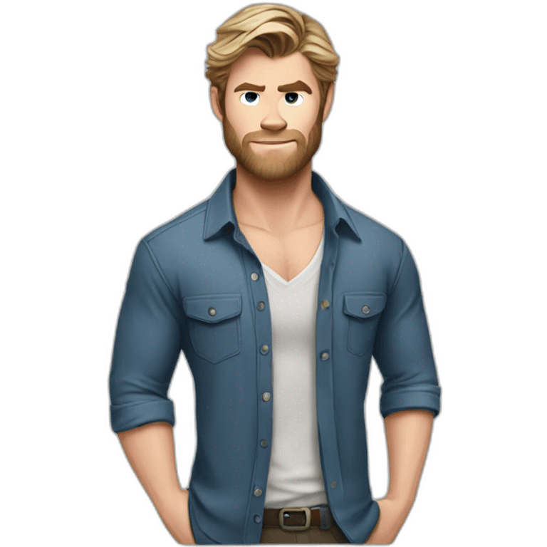 chris-hemsworth cartoon wearing shirt emoji