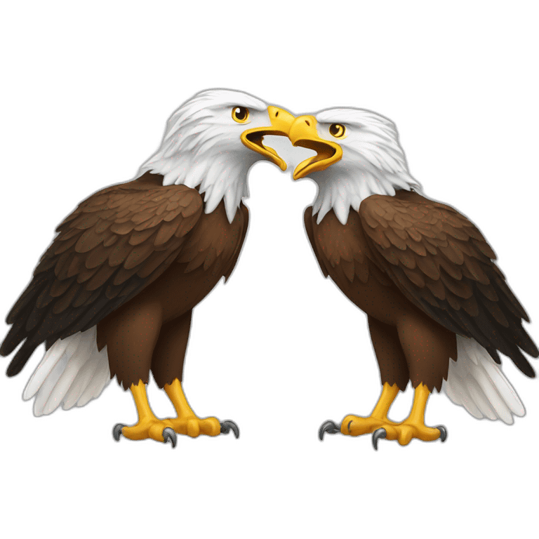 two eagles giving their back to each other emoji