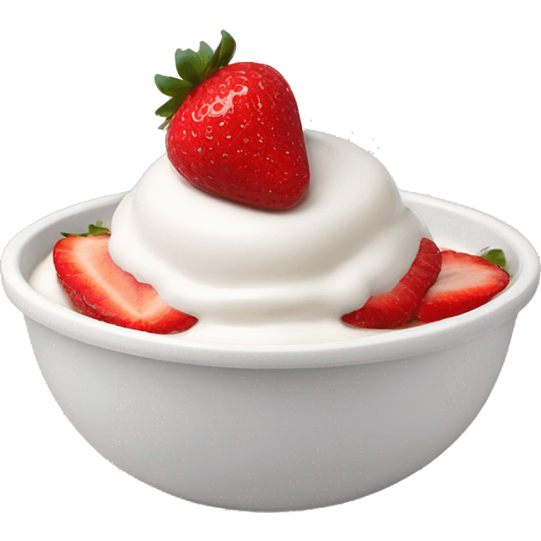 yogurt bowl with strawberries on top emoji