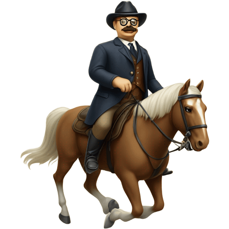 Teddy Roosevelt riding a horse in the Alps emoji