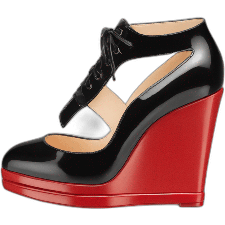 One WEDGE heel LOUBOUTIN black leather PATENT emoji