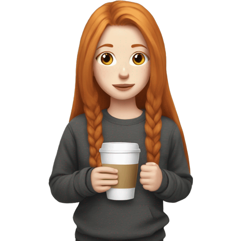 Aesthetic Ginger girl straight thick hair and a coffee emoji