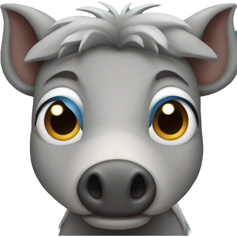 a grey boar with blue eyes emoji