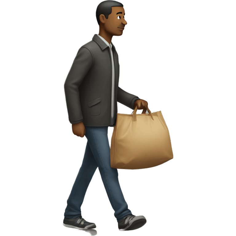 Man walking far away with a big bag  emoji