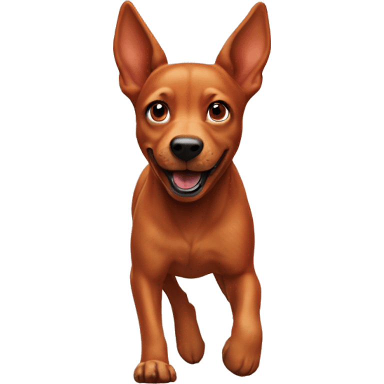 realistic solid red dog with pointed ears running emoji