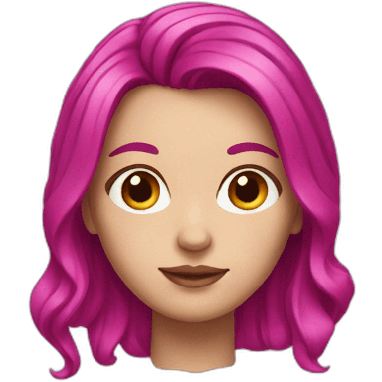 White girl with a magenta hair emoji