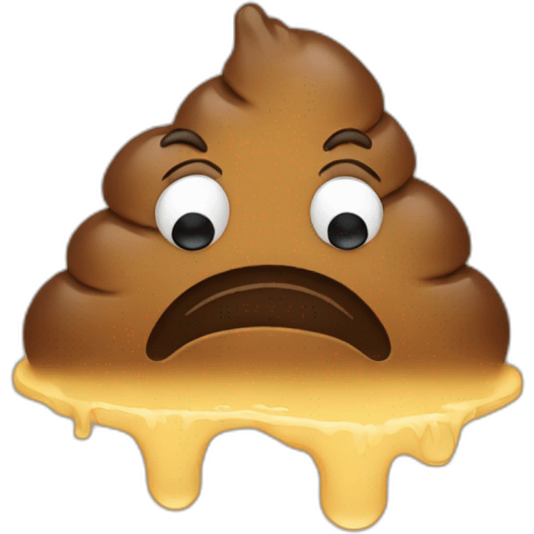 Melting poo with sad and crying face emoji