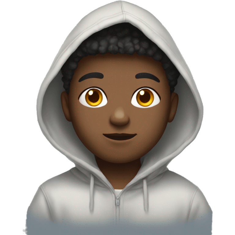 Kid wearing an oversized hoodie emoji