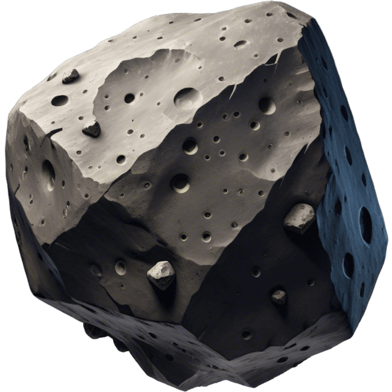  Cinematic Realistic Asteroid – A massive, irregularly shaped rock floating through the void, its cratered and pitted surface showing signs of ancient impacts. The harsh light from a nearby star reveals detailed textures and rugged, jagged edges. emoji