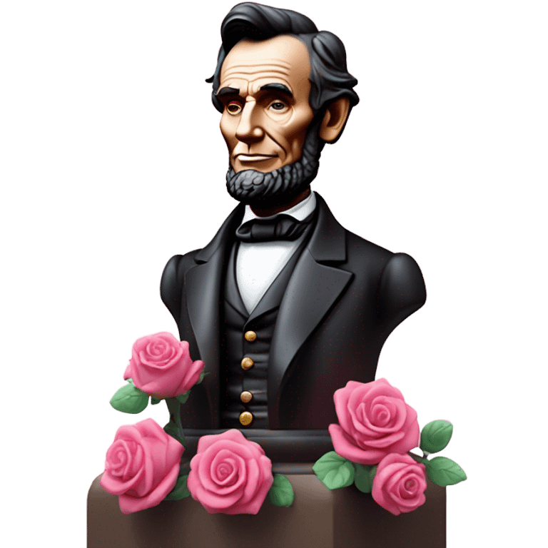 Pink ombre statue of Abraham Lincoln with glitter and roses  emoji