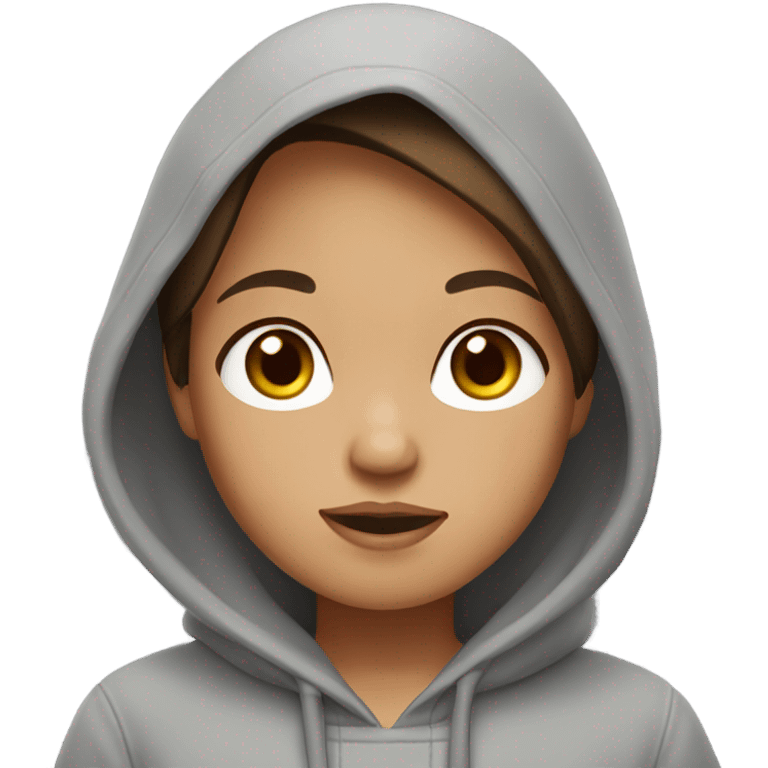 Brown hairs philipina girl in grey hoodie indoors emoji