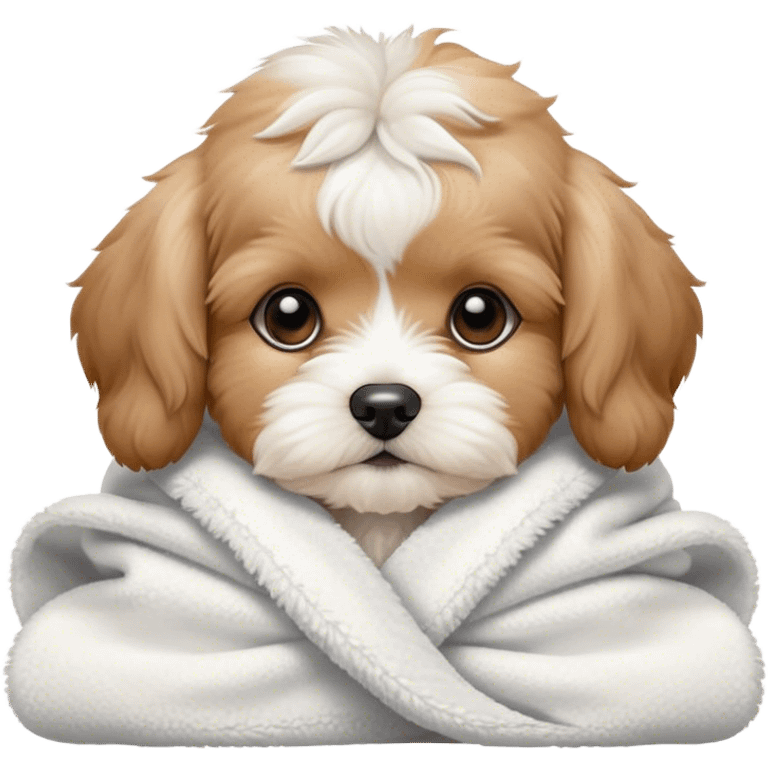 Cavachon puppy in a towel emoji