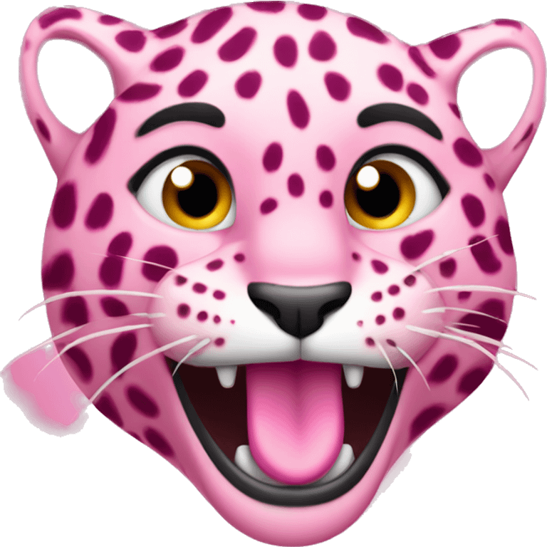 Pink leopard winking his eye and sticking out his tongue   emoji