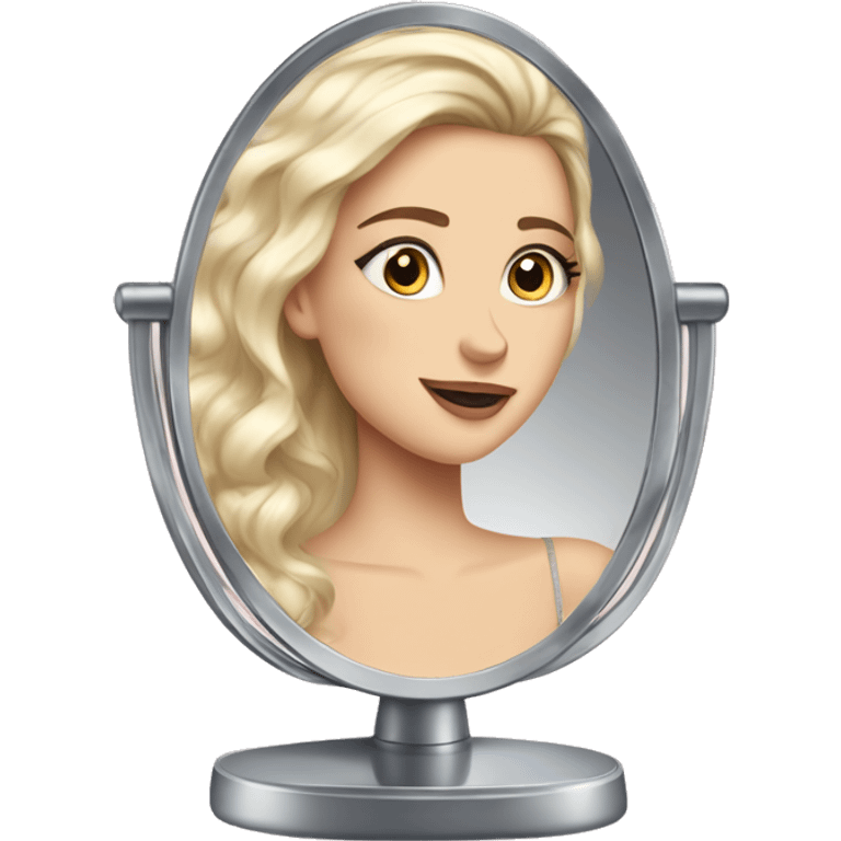 beautiful fancy white girl looking at herself in vanity mirror  emoji