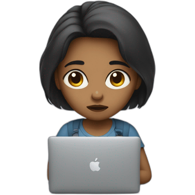 disappointed girl with macbook emoji