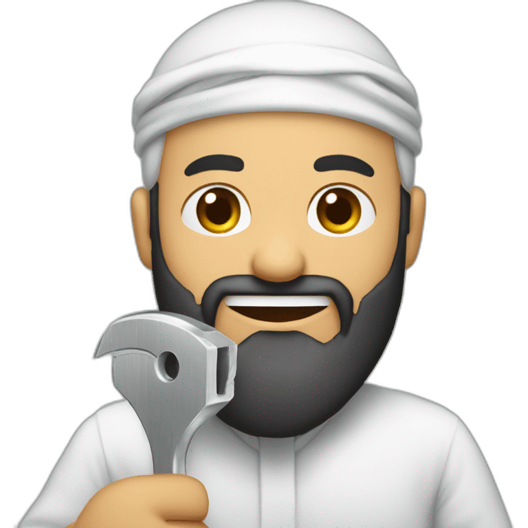 smiling-arab-bearded-man-holding-crying-baby-and-sharp-box-opener emoji