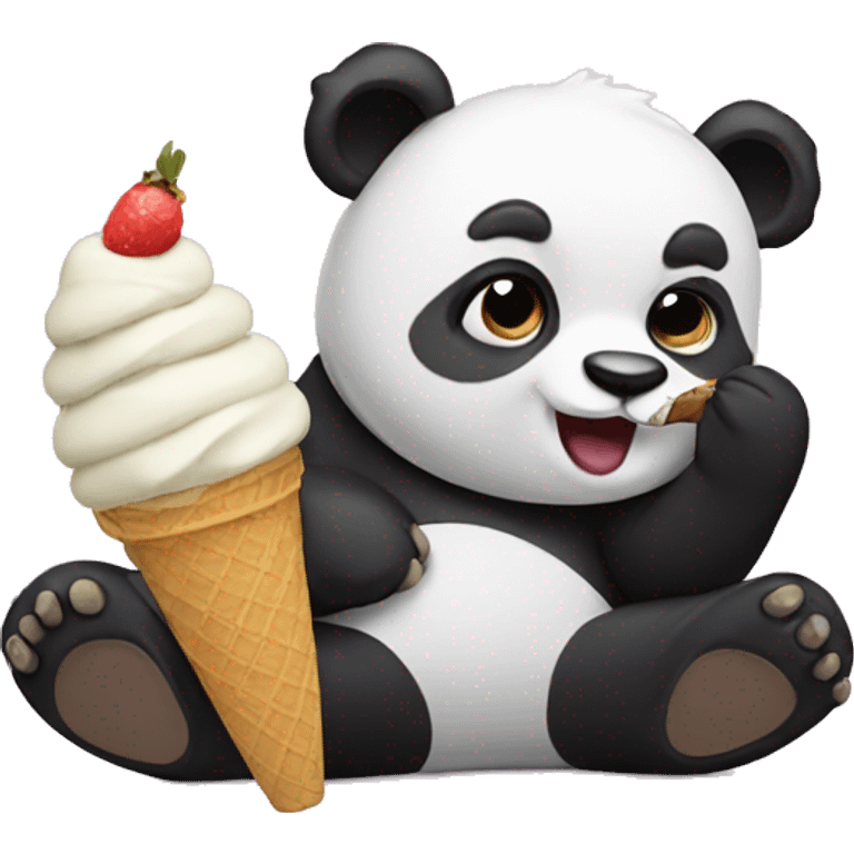 Panda eating ice cream emoji