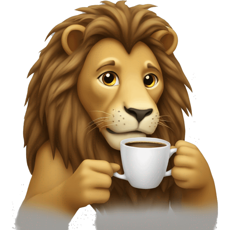 Lion drinking coffee emoji