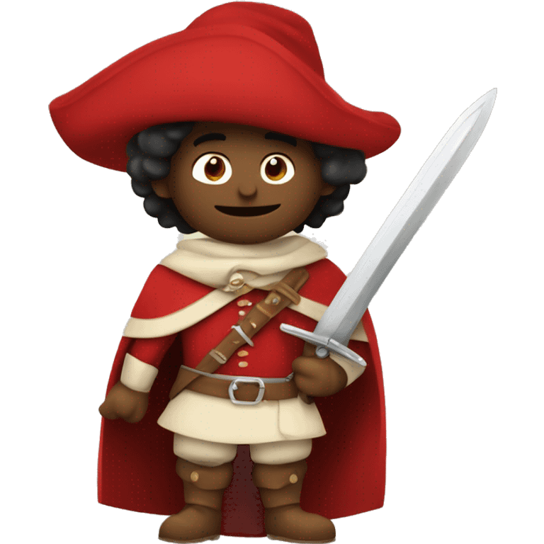 canela musketeer with red shoulder medieval cape and sword emoji