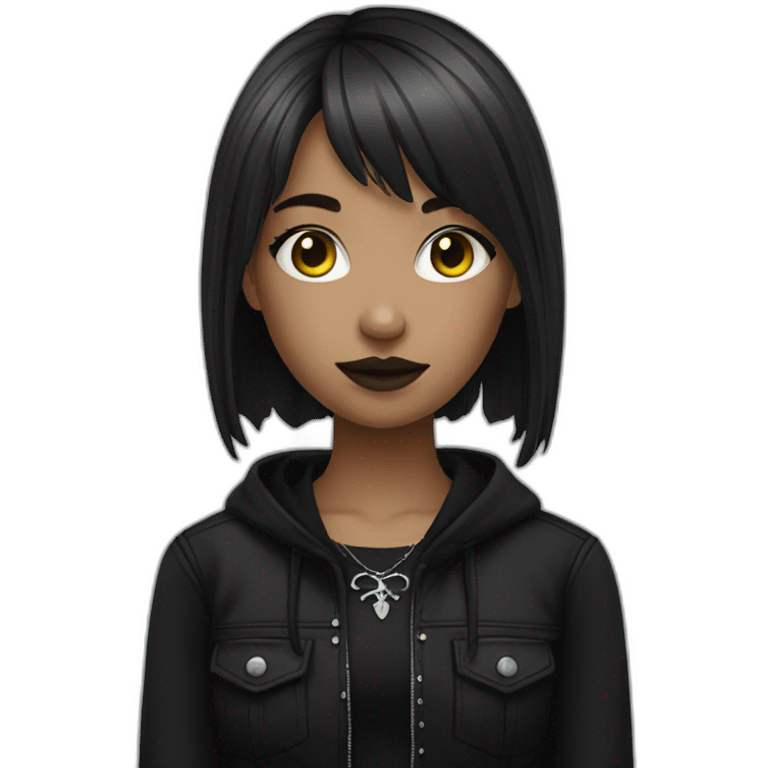 teen girl with gothic style emoji