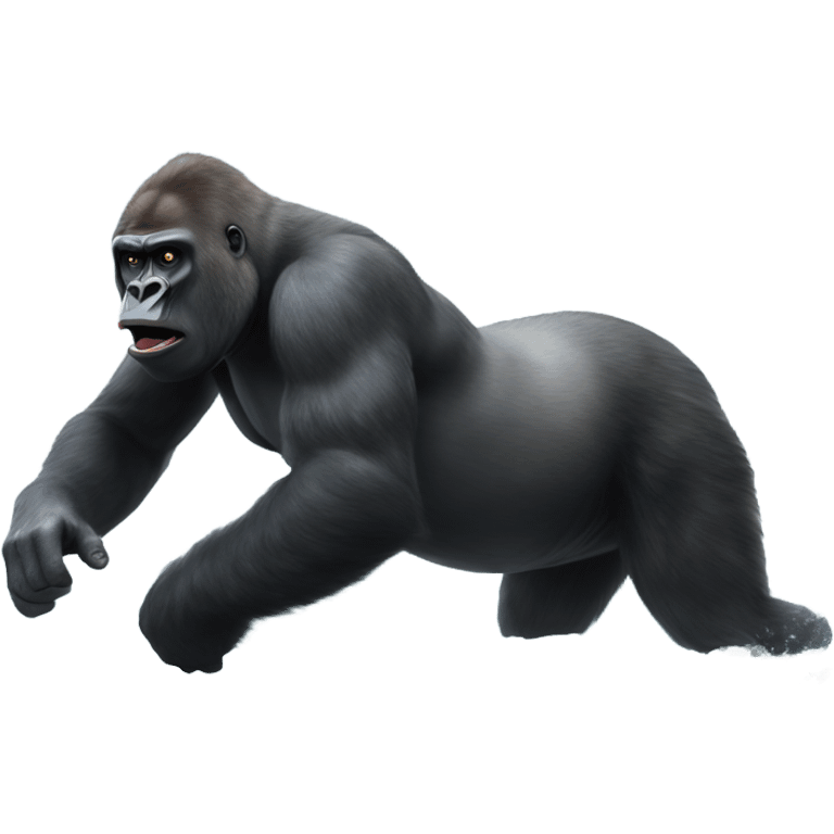 Gorilla running from a whale emoji