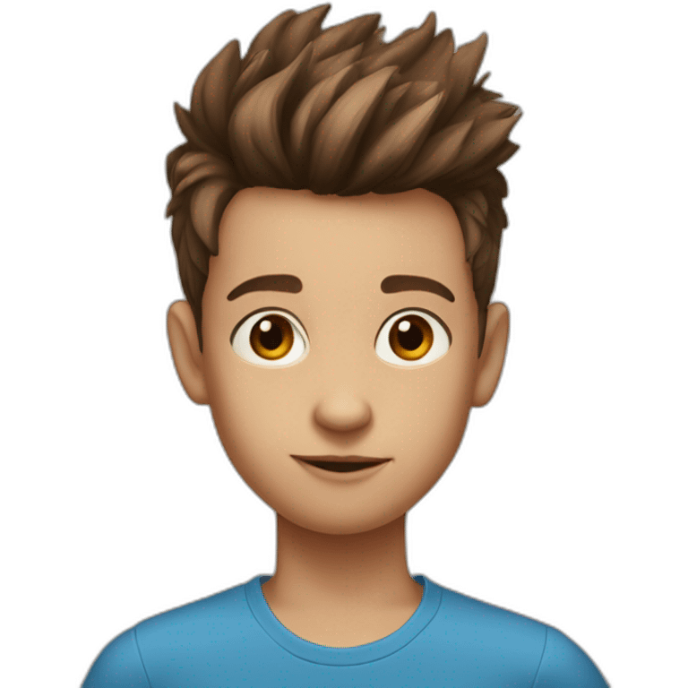 9 year old boy with brown Fauxhawk hair blue eyes emoji