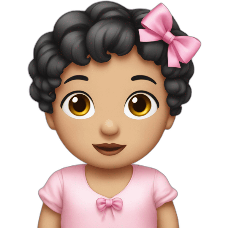 Baby with short black hair and pink bow emoji