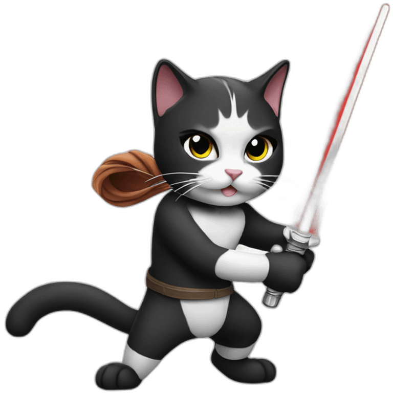 fighting black and white cats with lightsabers emoji