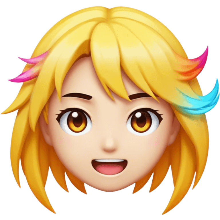 Cinematic Realistic Anime Pop Culture Emoji, featuring a dynamic, stylized portrayal of iconic anime characters rendered with vibrant textures and energetic, colorful lighting. emoji