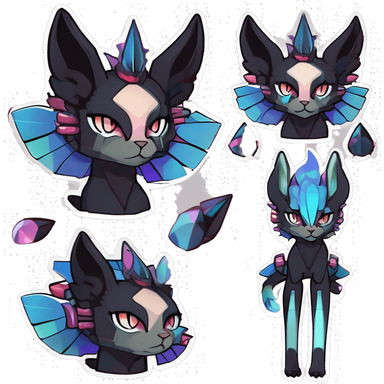 cool punk kawaii anime edgy distinguished pretty elegant beautiful fantasy black ethereal fantasy nargacuga-Noivern-sphynx-Quiana-Fakemon collar harness jewels full body emoji