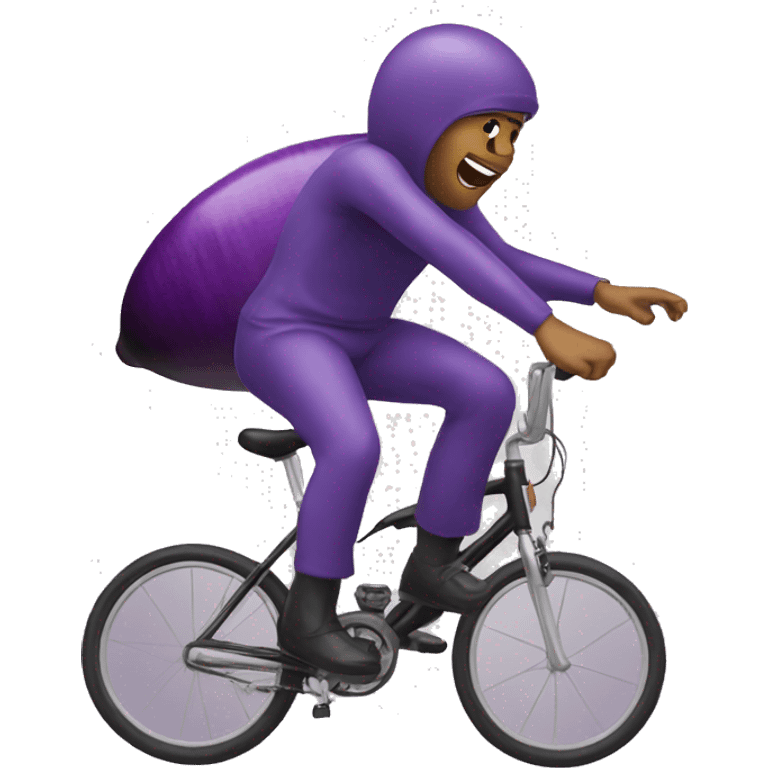 Person doing a trick on a bike while riding eggplant  emoji