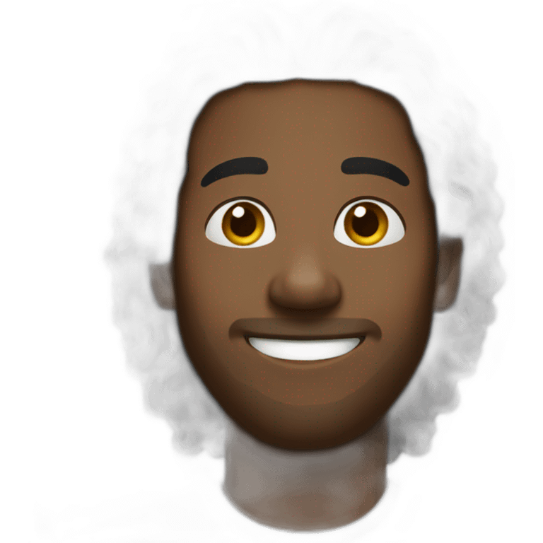 Black man happy medium hair emoji