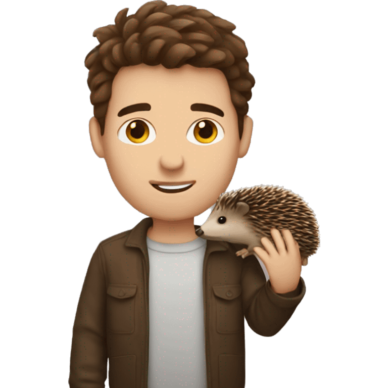 Brown haired guy with a hedgehog  emoji